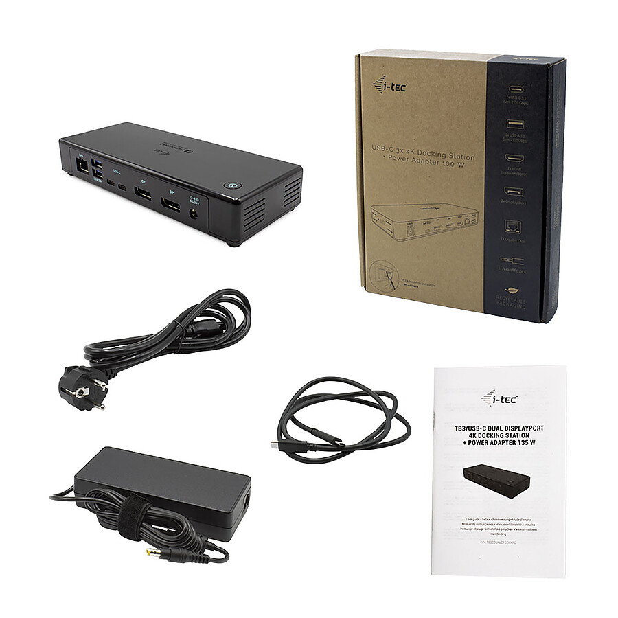 i-tec Station d'accueil Thunderbolt 3/USB-C Dual DisplayPort 4K Docking Station et Power Delivery 85W