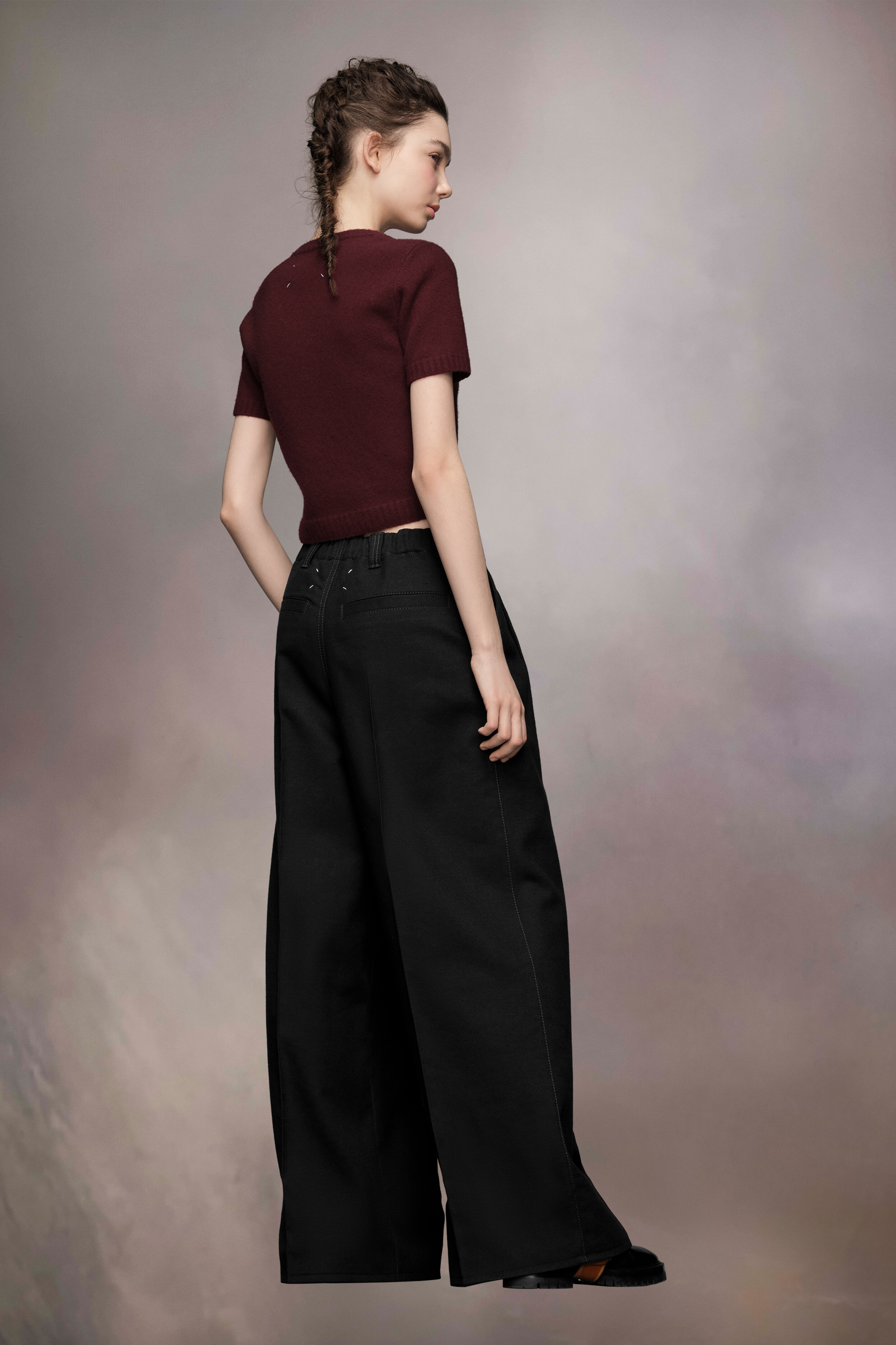 Pantalon à plis en laine