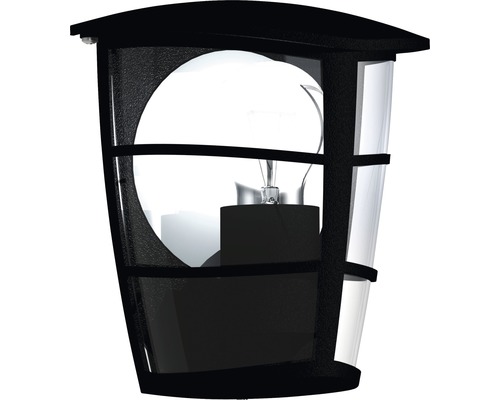Buitenwandlamp, 1-lichts, H 20 cm, zwart
