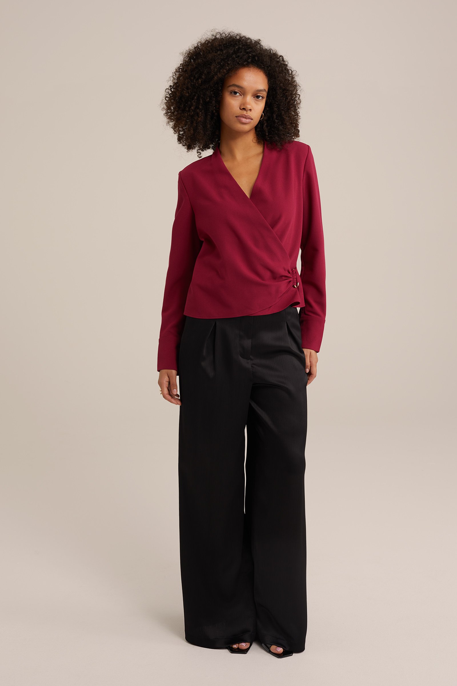 blouse met sluitdetail WE Fashion Donkerrood
