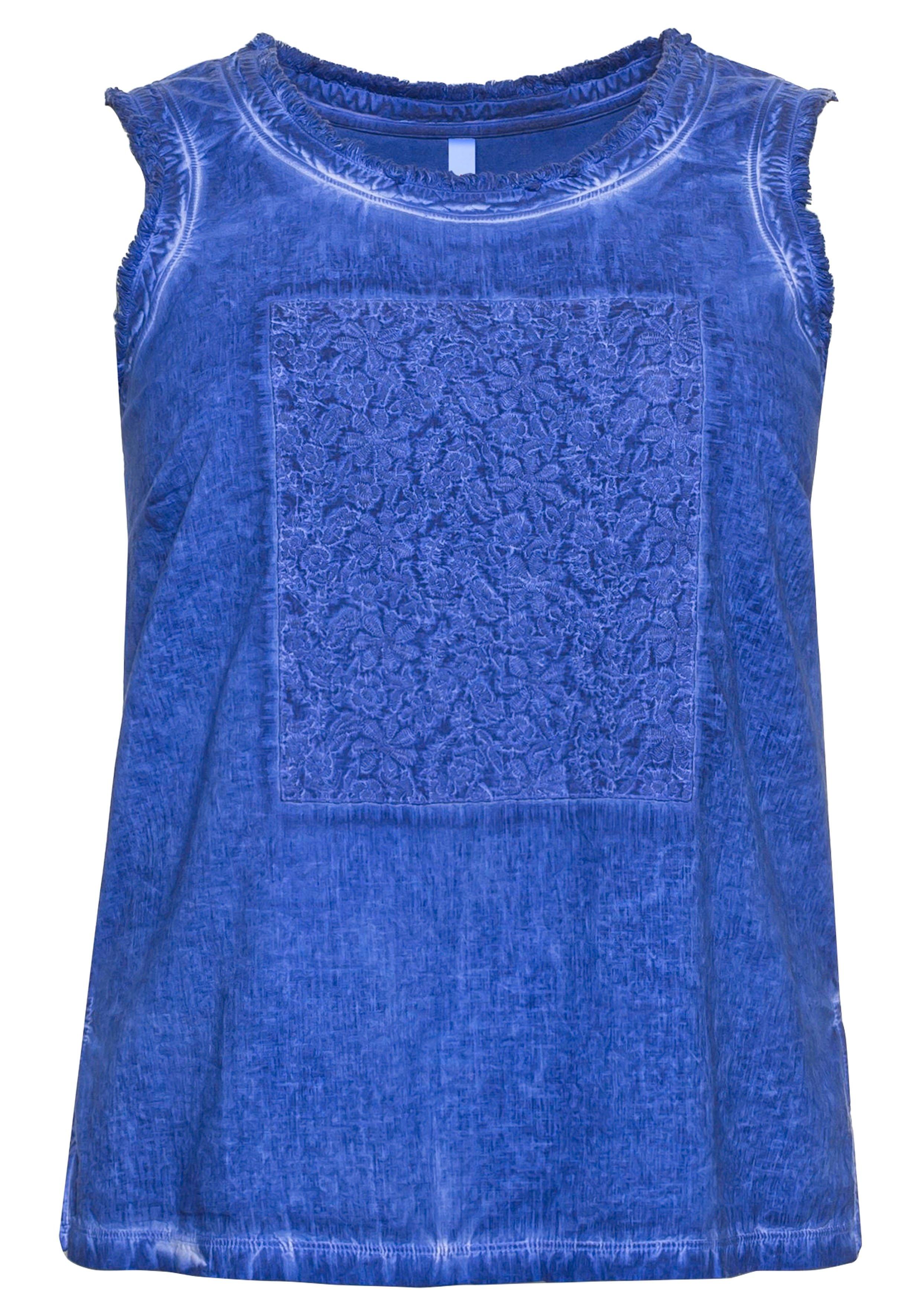 Tanktop mit Stickerei vorn, im gewaschenen Look