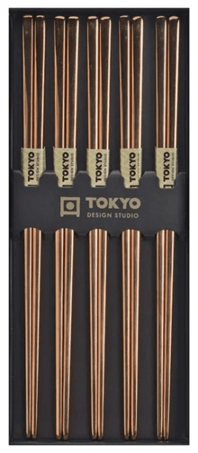 Tokyo Eetstokjes Set/5 Roestvrij Staal Roze Goud
