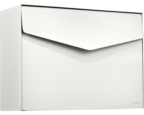 MEFA brievenbus, gepoedercoat staal, BxHxD 430x312x178 mm, Letter 111, zuiver wit RAL 9010, zijdemat, zonder naamplaatje, met klep