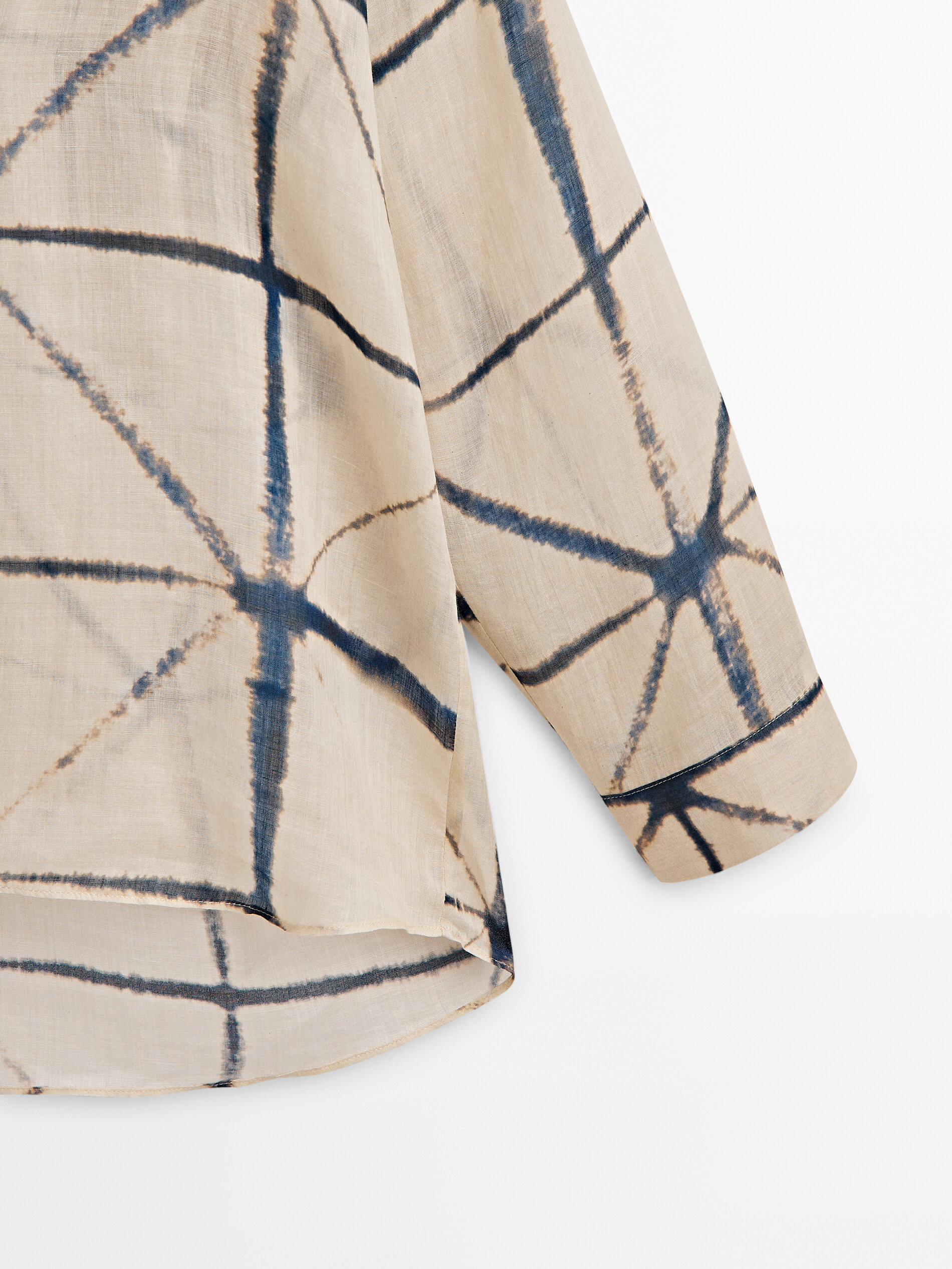 Camisa polo estampada, 100% rami - AZUL ESCURO