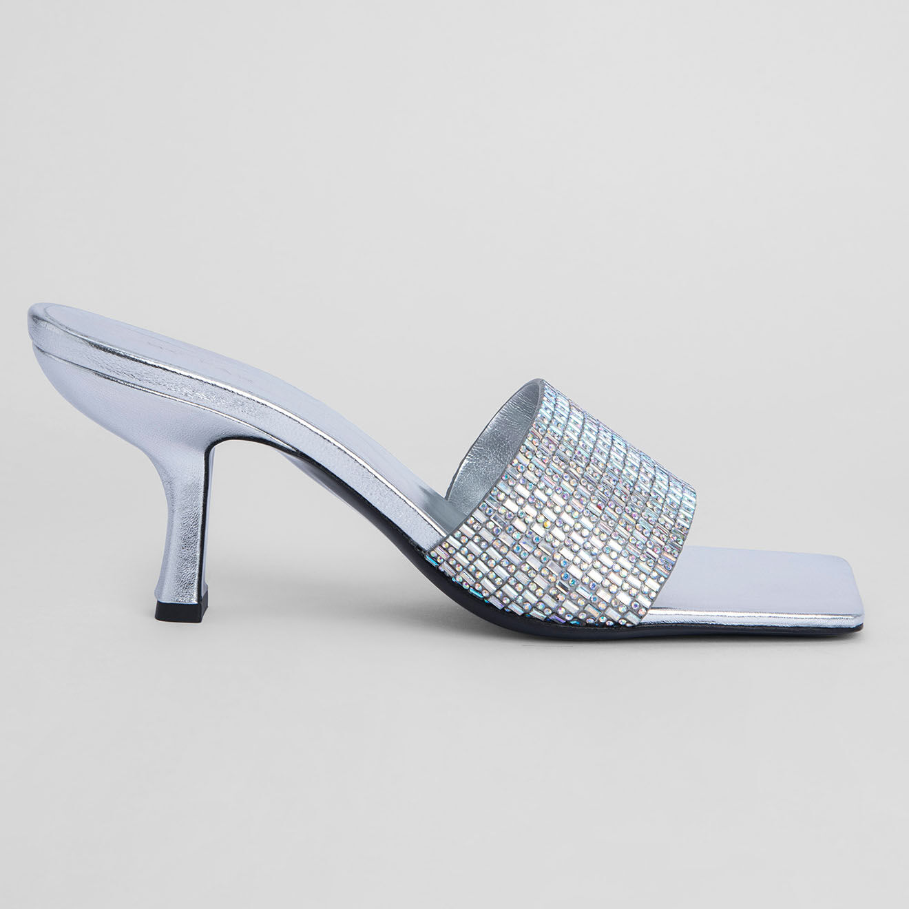 By Far Mules en Cuir Dylan argentées - Talon 8 cm