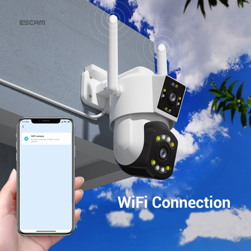 (2x3MP) 355° / 90° WiFi Dual IP Kamera 1296p IR Nachtsichtfunktion und Bewegungserkennung (iOS/Android)