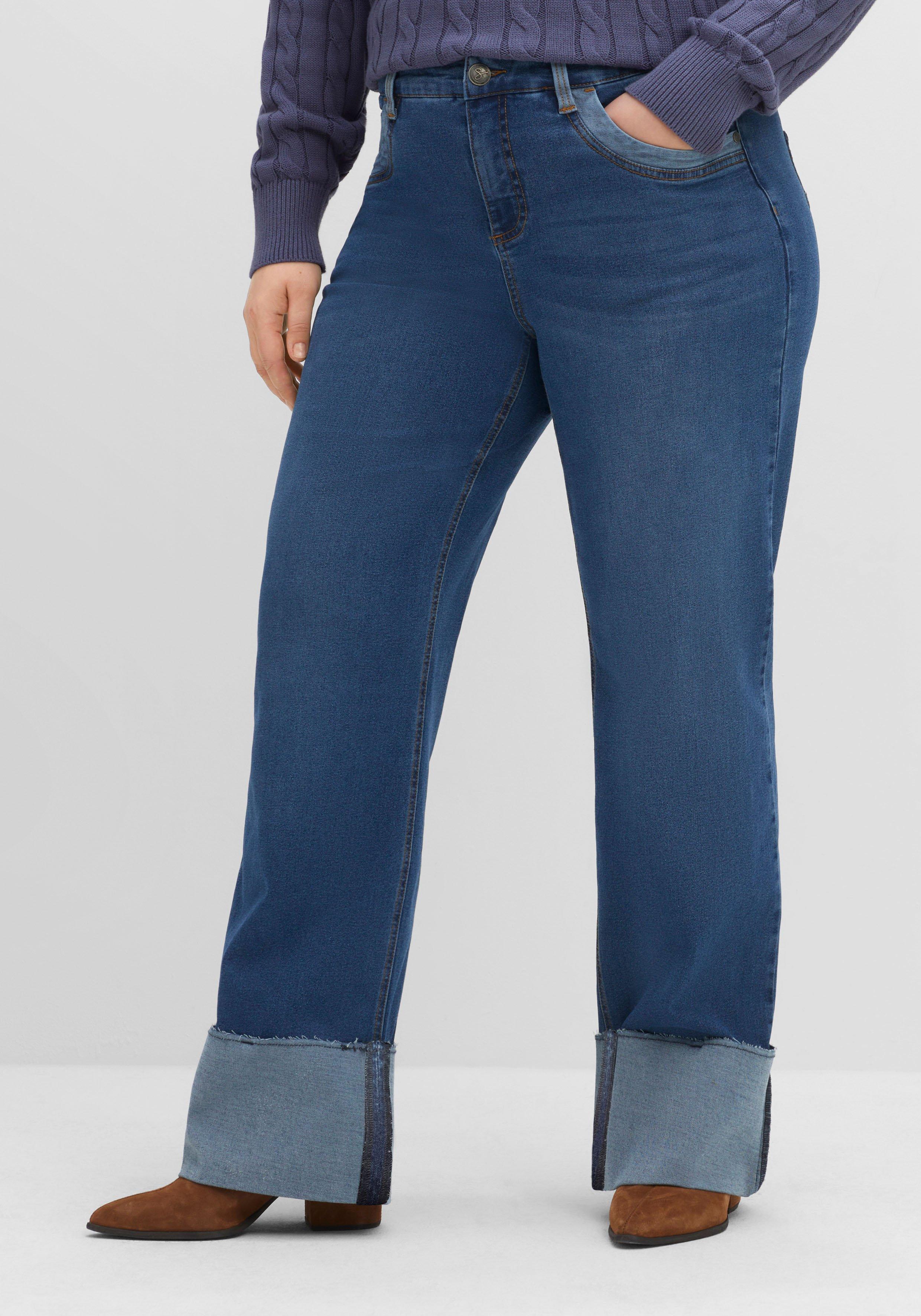 Jeans in Curvy-Schnitt ELLA mit breitem Umschlag