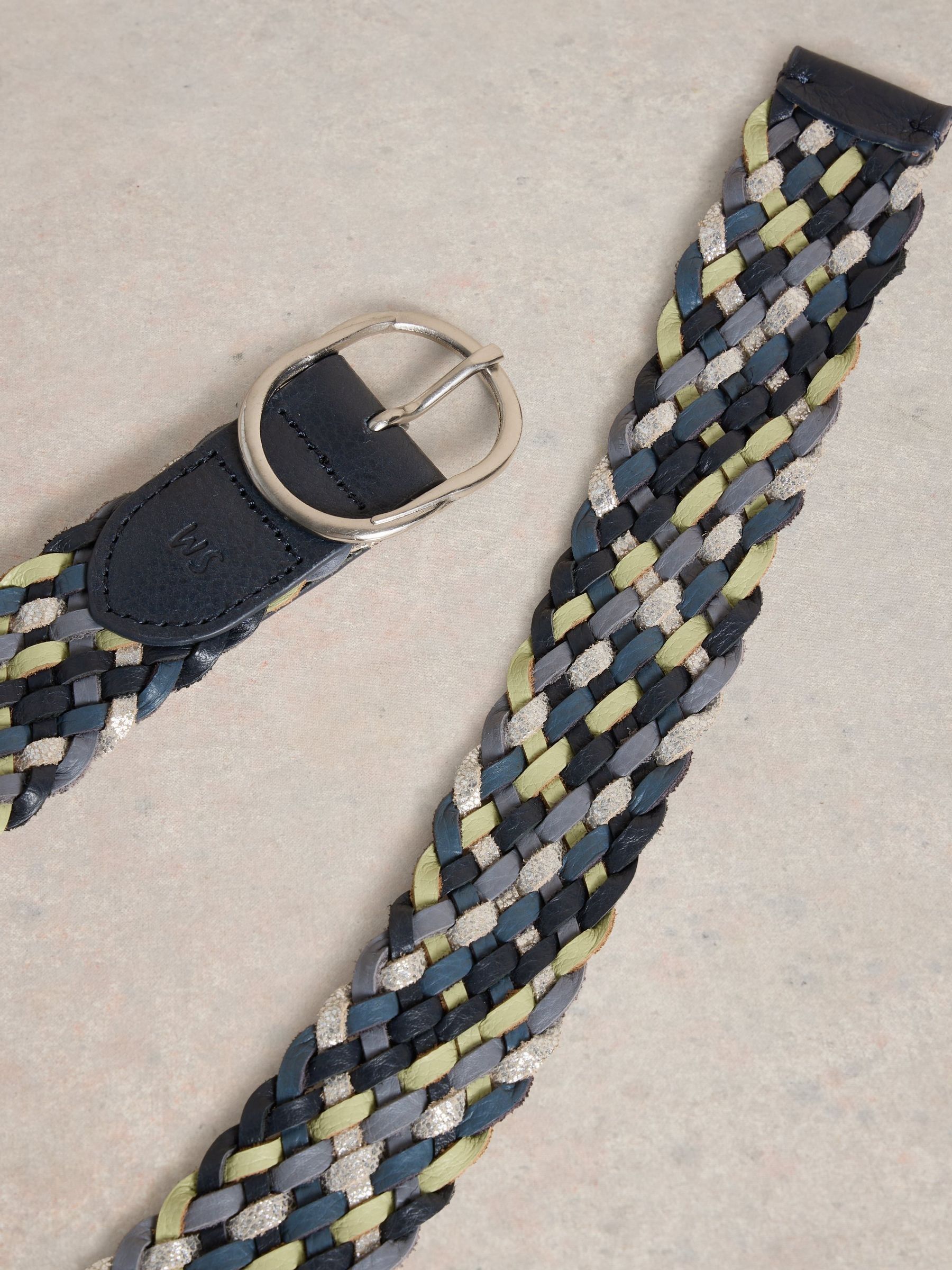 Blauw - White Stuff Leather Weave Belt