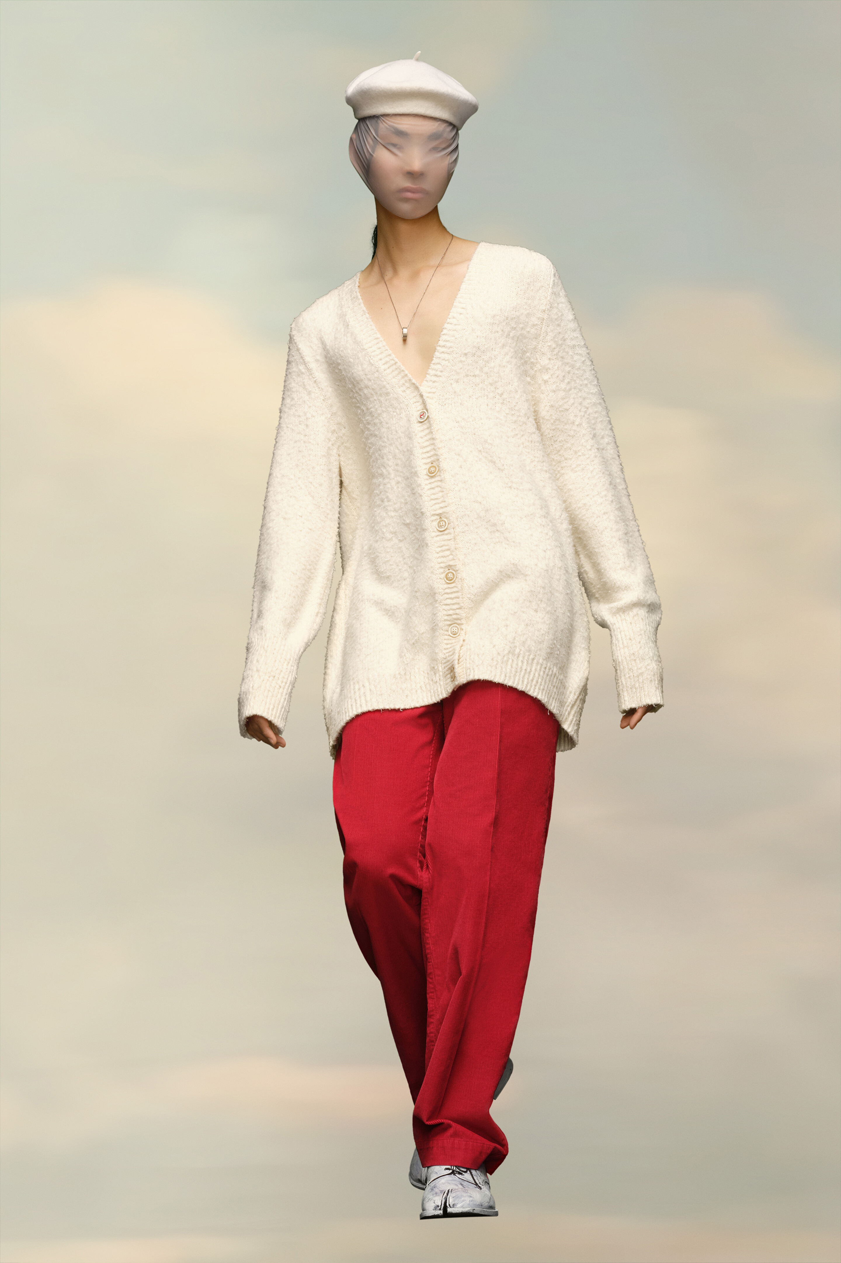 Cardigan col V oversize Blanc