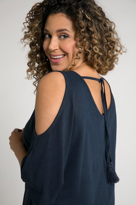 T-Shirt-Kimono, A-Linie, Cut-Outs, Rundhals, 3/4-Arm