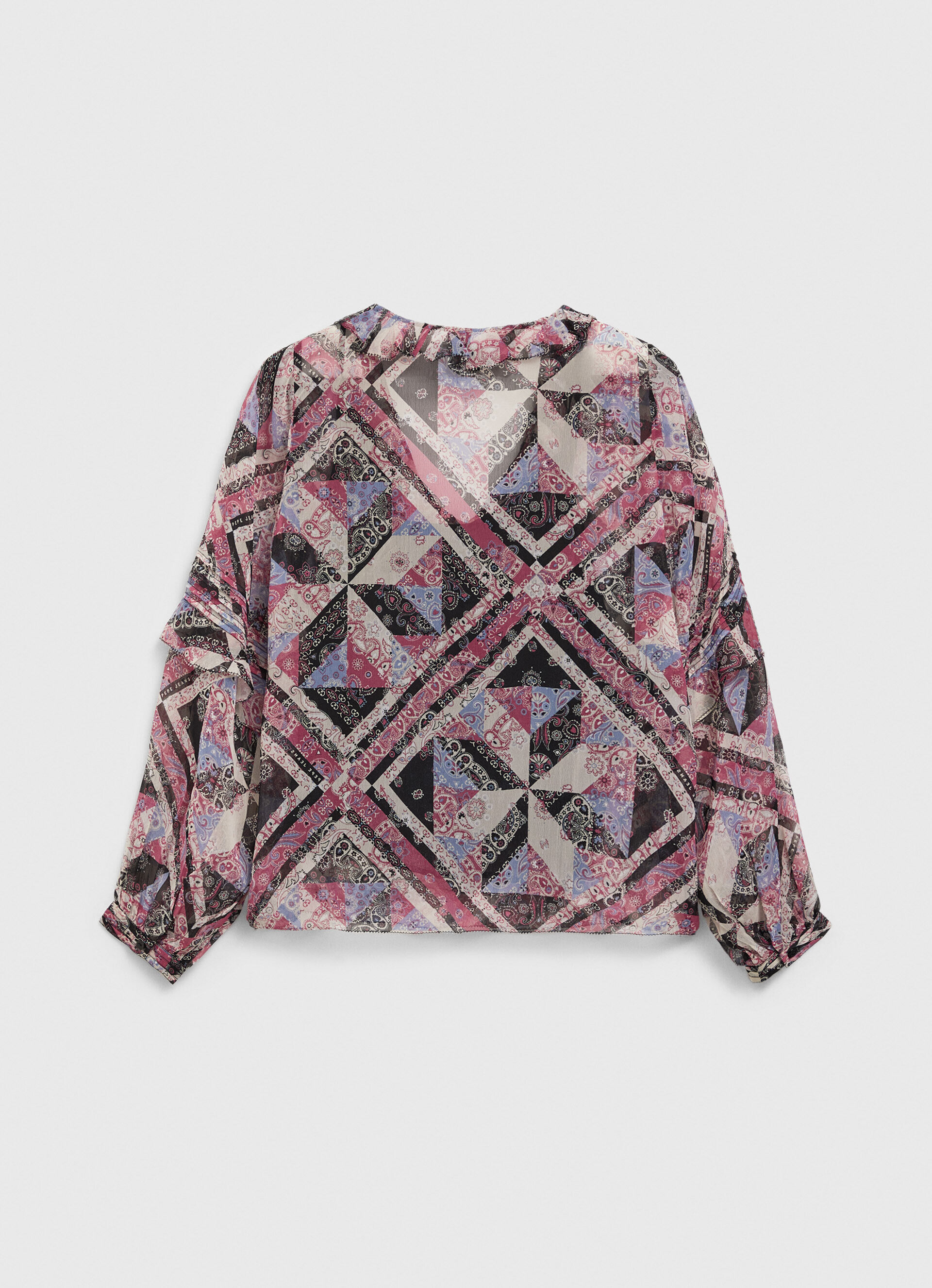 Blusa com estampa paisley e babados - multicolorida