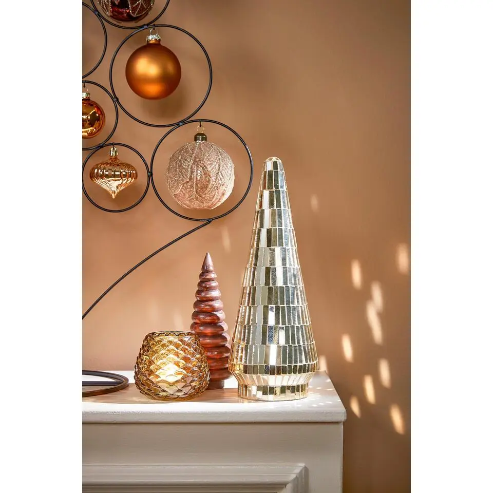 House of Seasons Decoratie Kerstboom - H33 x Ø13 cm - Glas - Goud