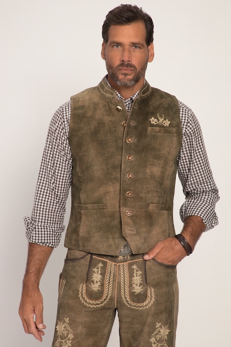Weste, Ziegen Veloursleder, Tracht, Stehkragen