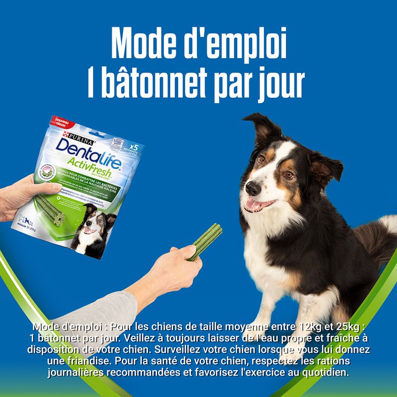PURINA Dentalife ActivFresh Bâtonnets à mâcher pour chien moyen