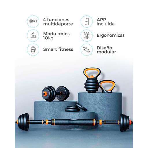 Kit Xiaomi Fed com halteres, barra e kettlebell de 10 kg