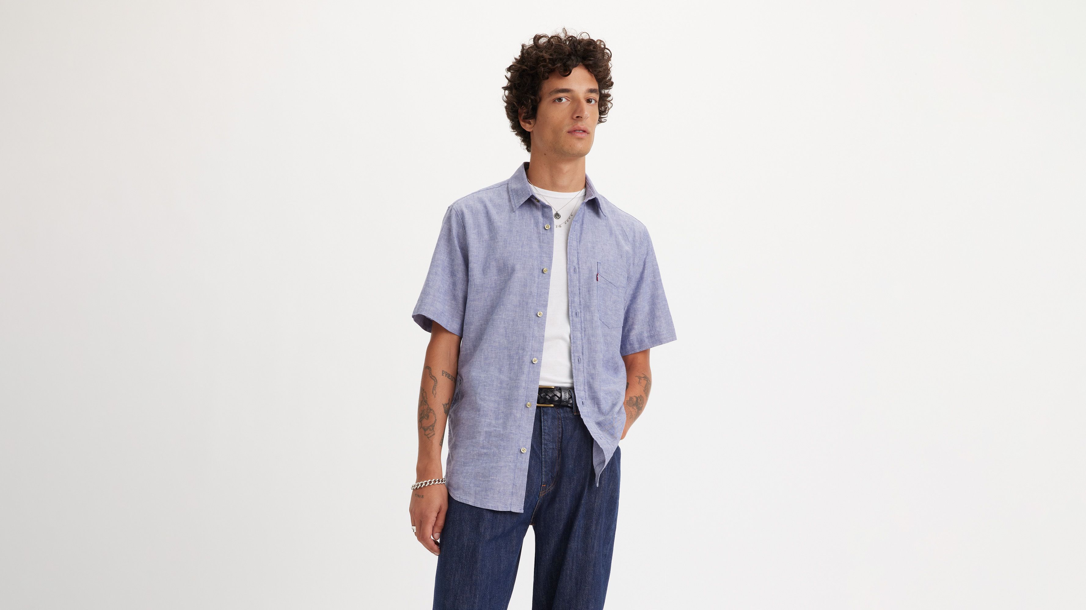 Chemise manches courtes poche Sunset - Coastal Fjord - Bleu