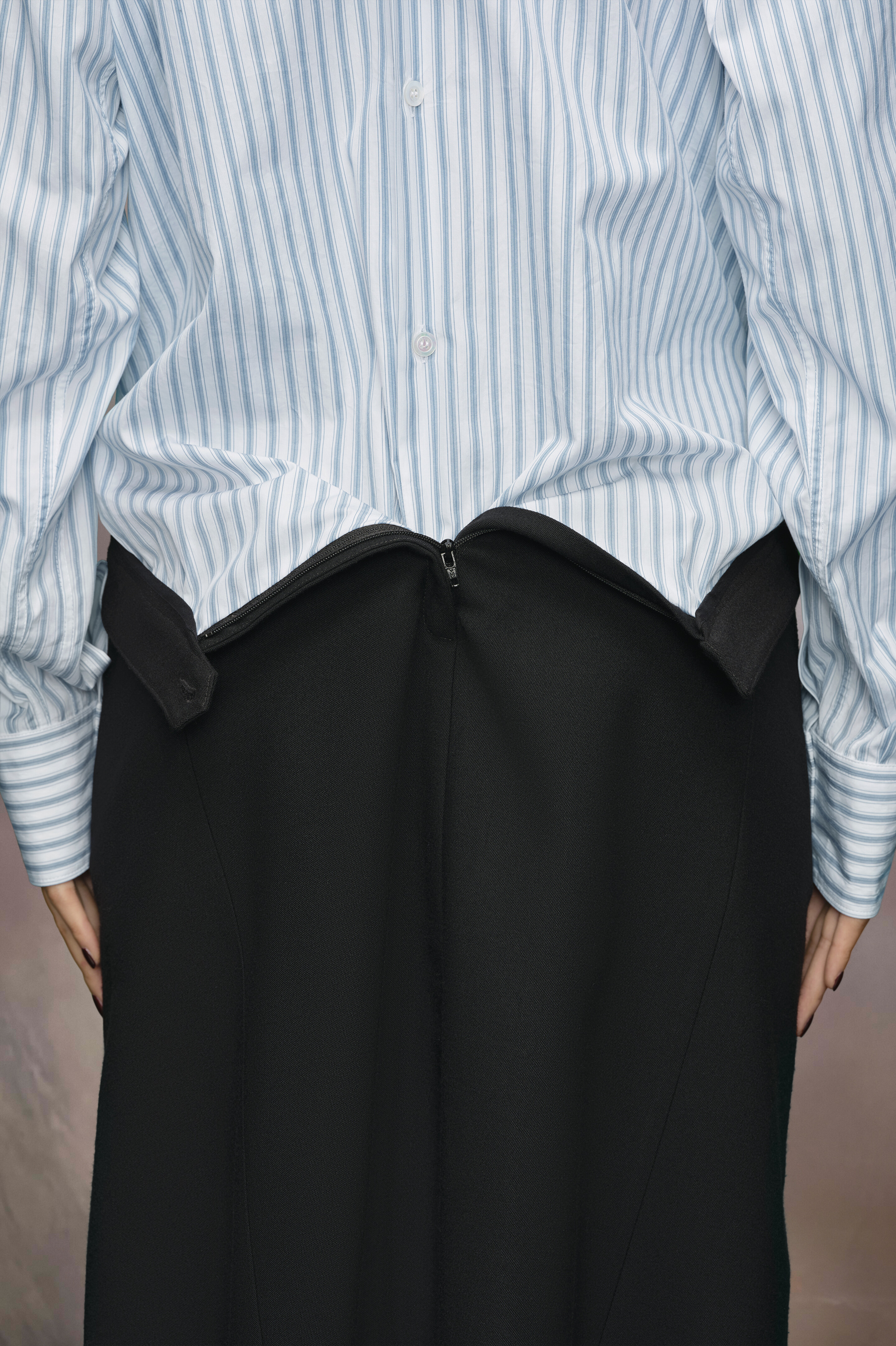 Robe chemise inversée à rayures