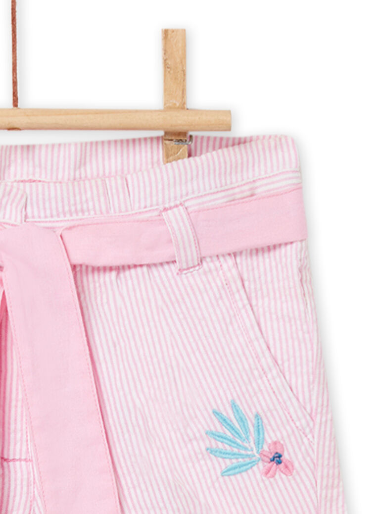 Short rose à rayures bébé fille