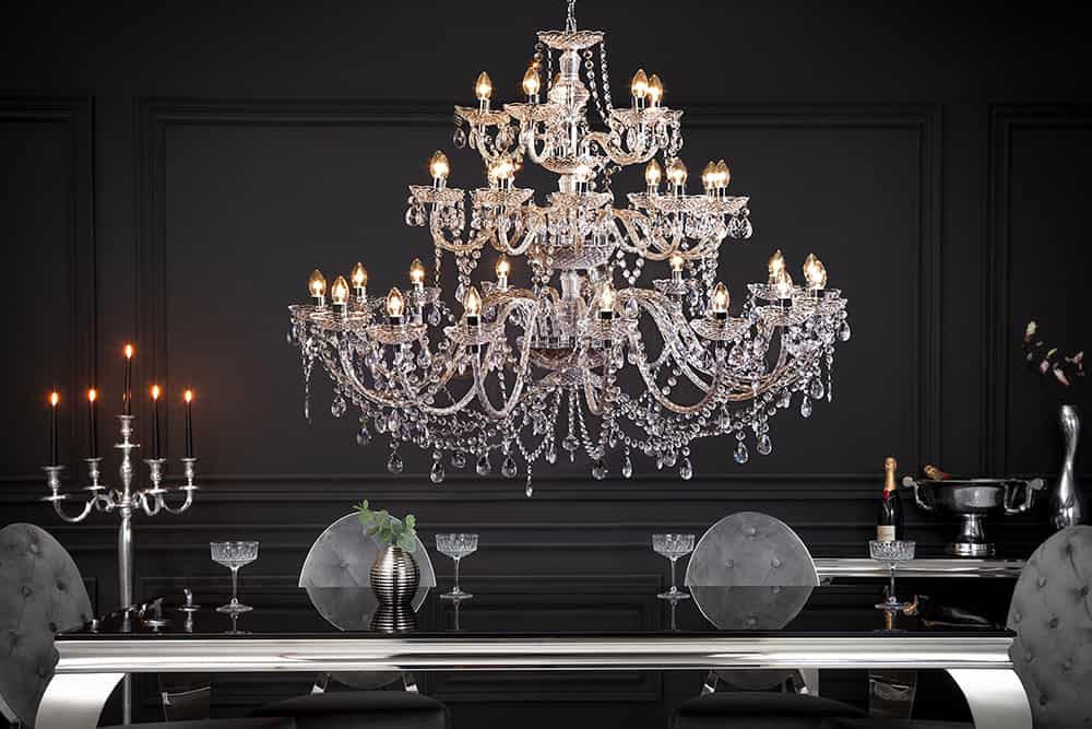Design Kronleuchter CRYSTAL XXL 120cm klar Acryl 30-armig Kristall-Lampe