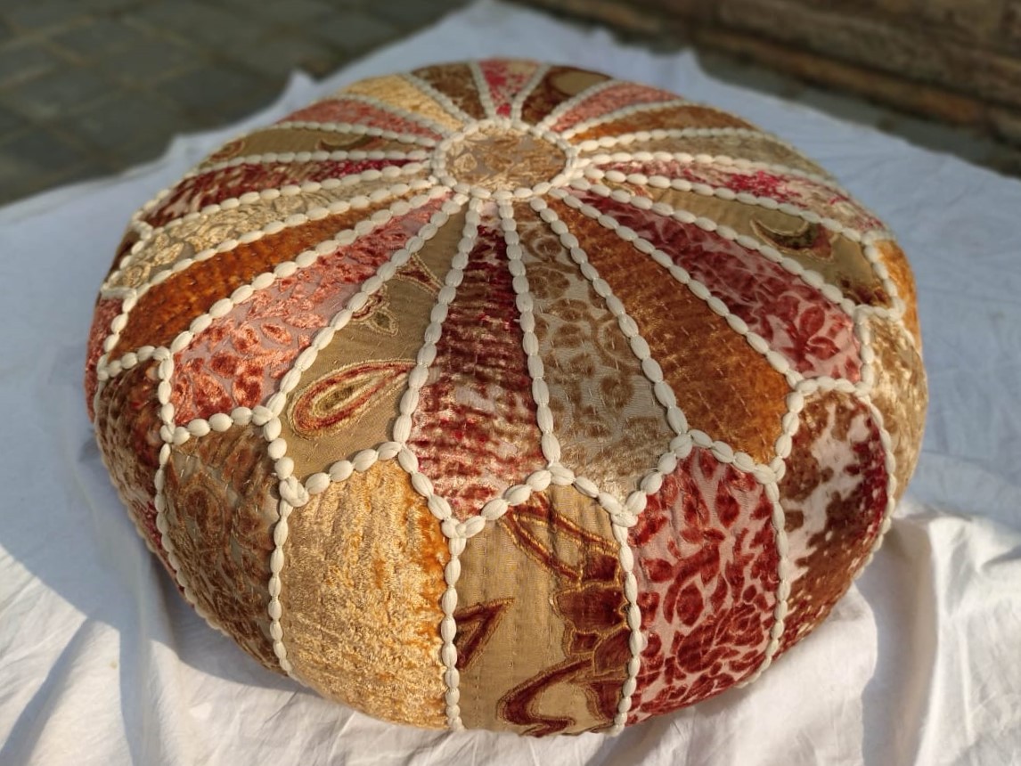 Pouf 'Mougha' rot-braun, Ø 60 cm, H 20 cm von fischer's lagerhaus