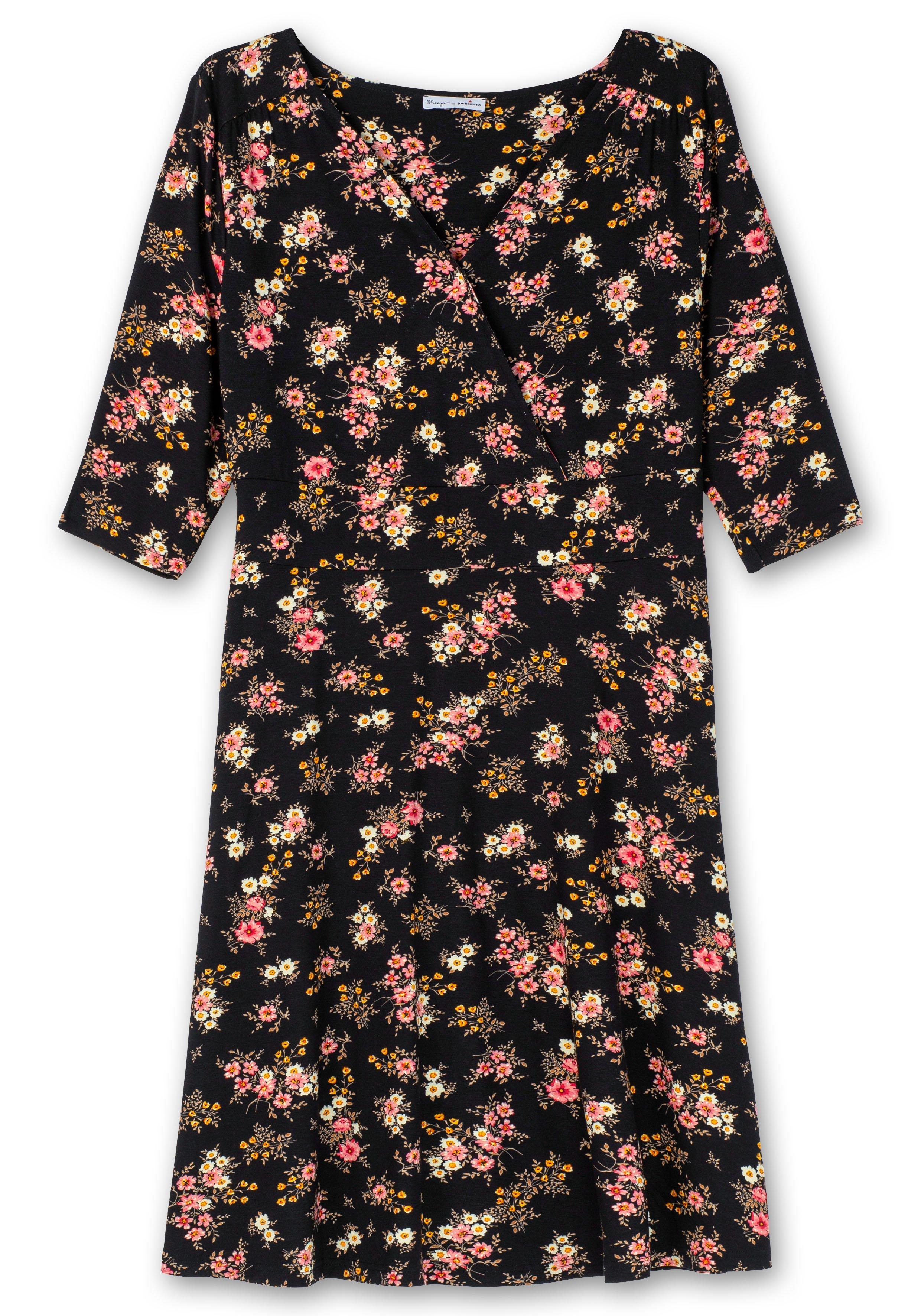 Jerseykleid in Wickeloptik, mit Blumendruck