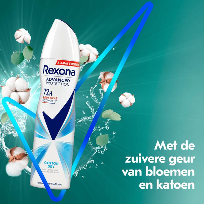 Rexona Women Deodorant Spray 72h Cotton Dry 150ml Enkelpak