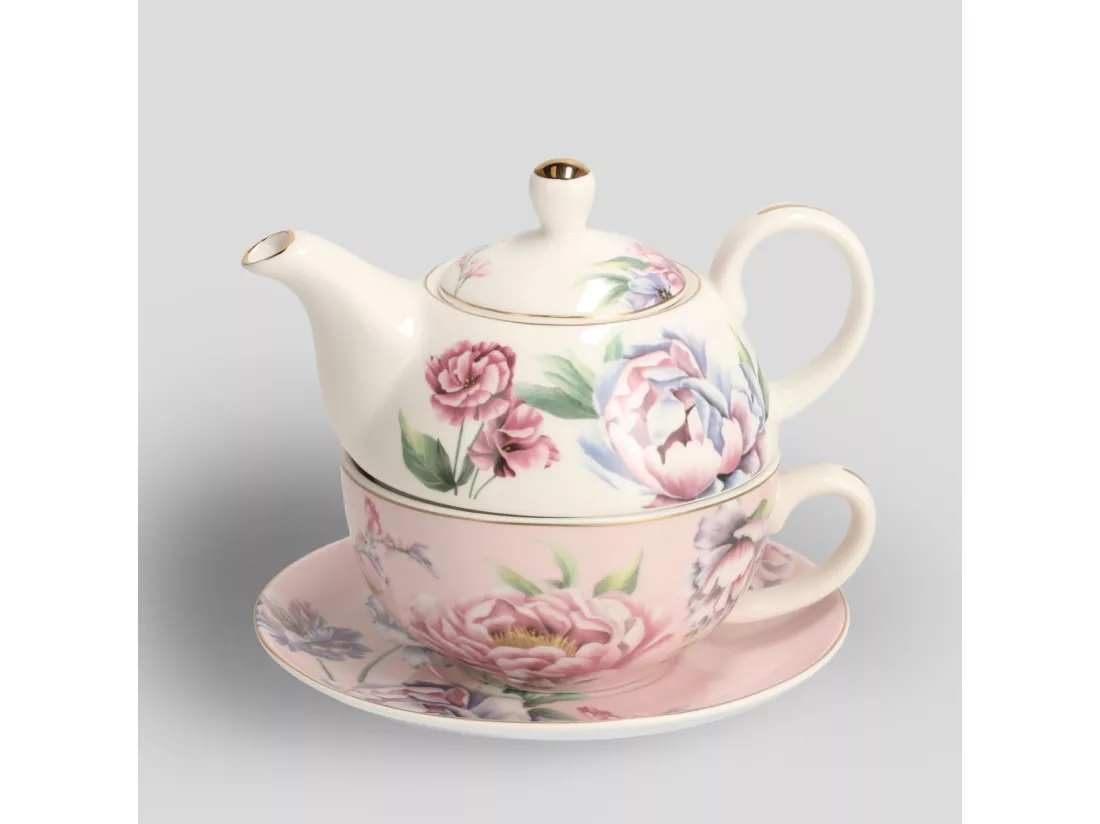 Théière Avec Tasse Aureliso Rose Moyen 14 x 15.5 x 17