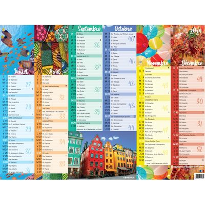 Calendrier Color Story - 6 mois par face - 32 x 42 cm - Oberthur