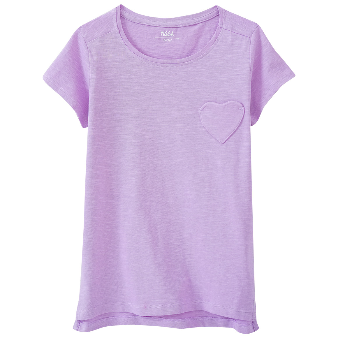 Yigga Mädchen T-Shirt mit Herz-Tasche helllila