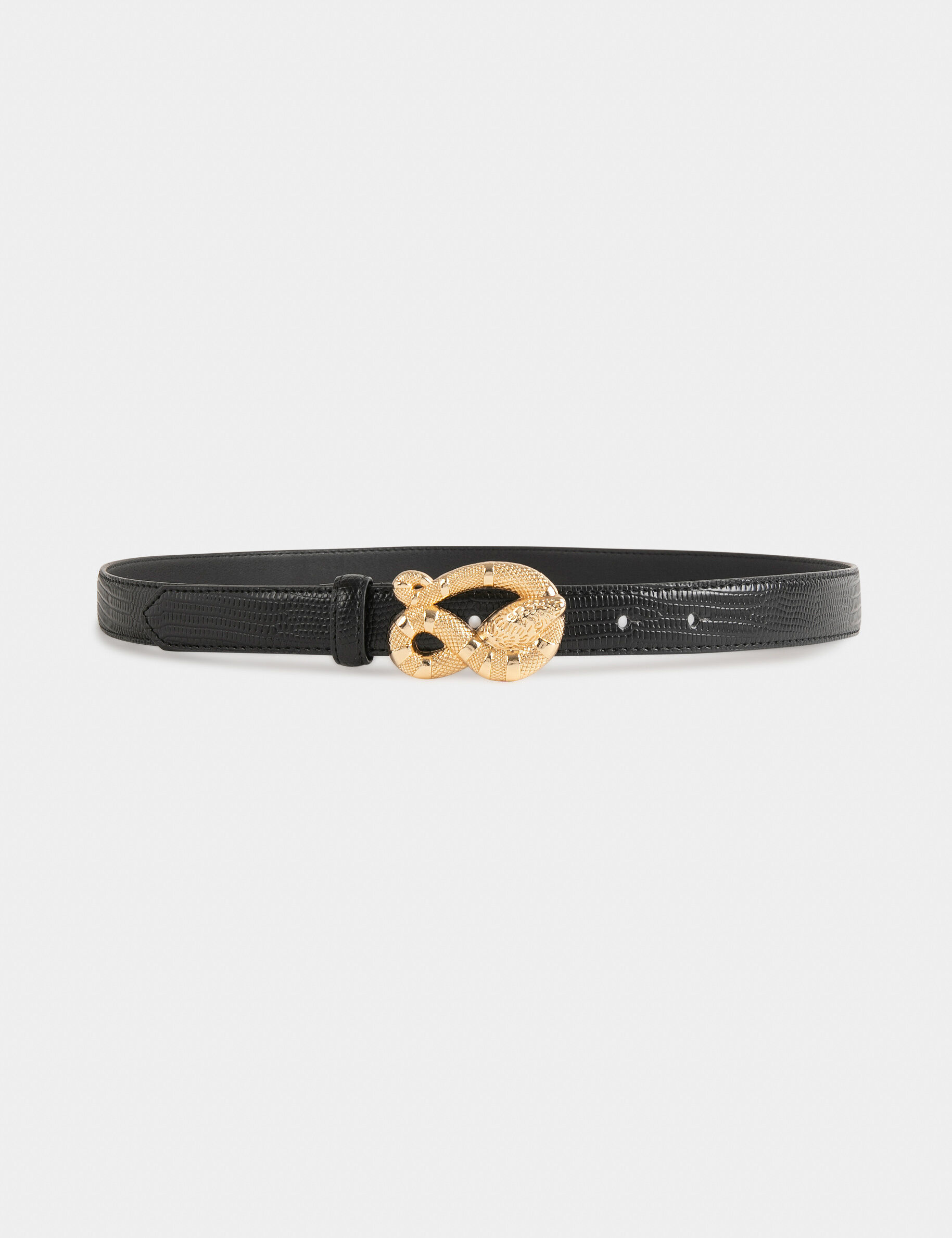 Ceinture effet python à boucle serpent noir femme - noir