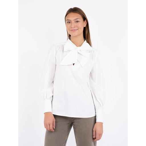 Neo Noir Jaz Bow C Poplin Bluse, White, 40