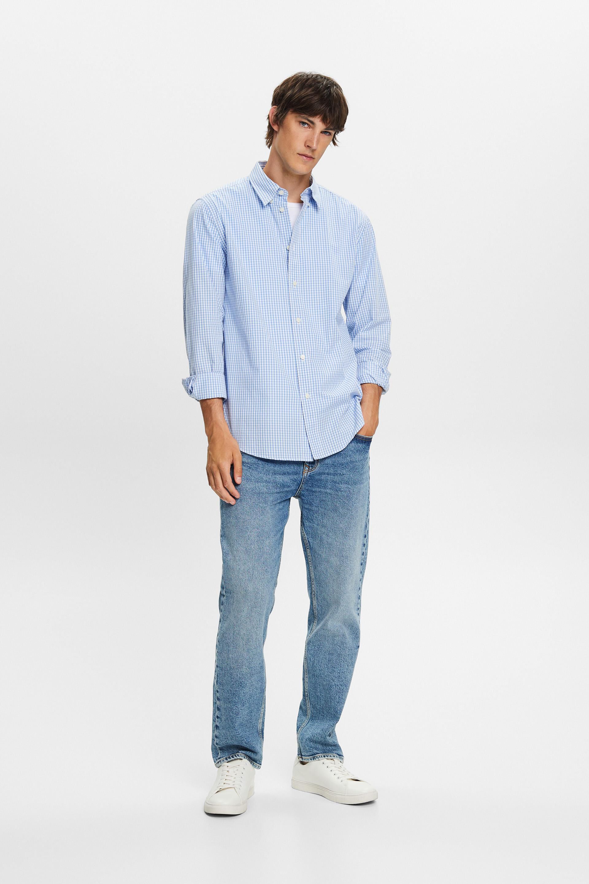 Chemise à col boutonné animée de carreaux vichy, 100% coton