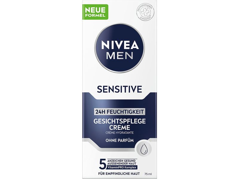 NIVEA MEN Gesichtscrème Sensitive 75 ml Gesichtspflege beruhigt und versorgt die Haut intensiv mit Feuchtigkeit
