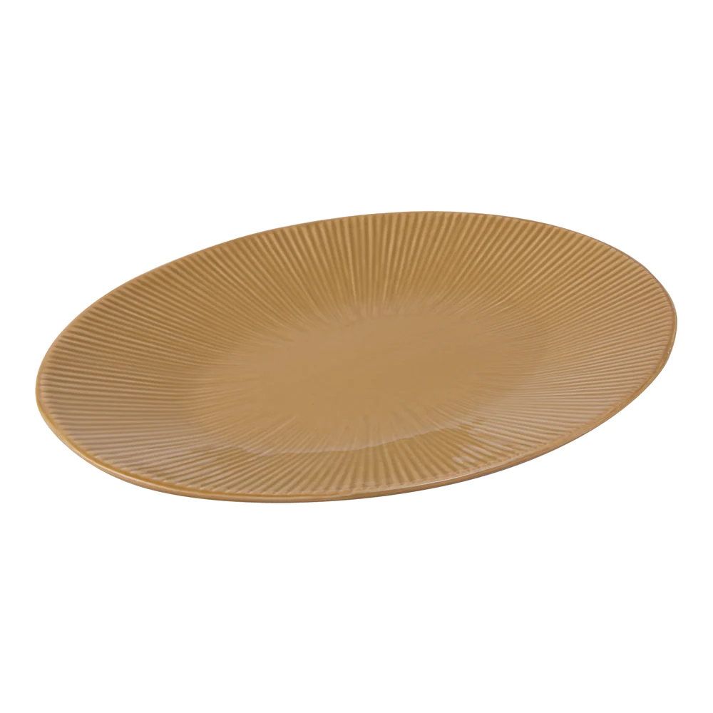 Plat ovale Bohémia 41,5 cm moutarde Table passion
