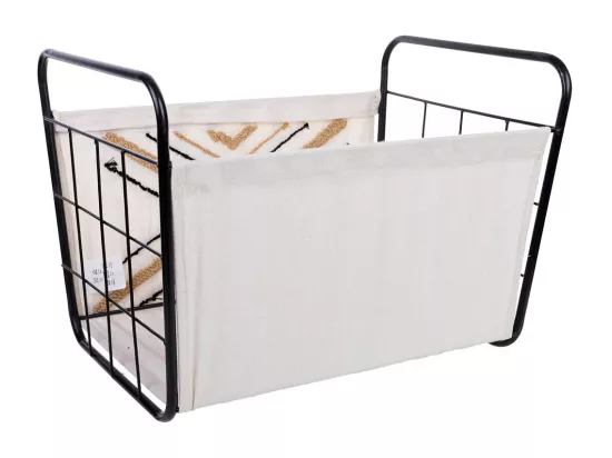 Panier de rangement en métal et tissu 46x33x23/33