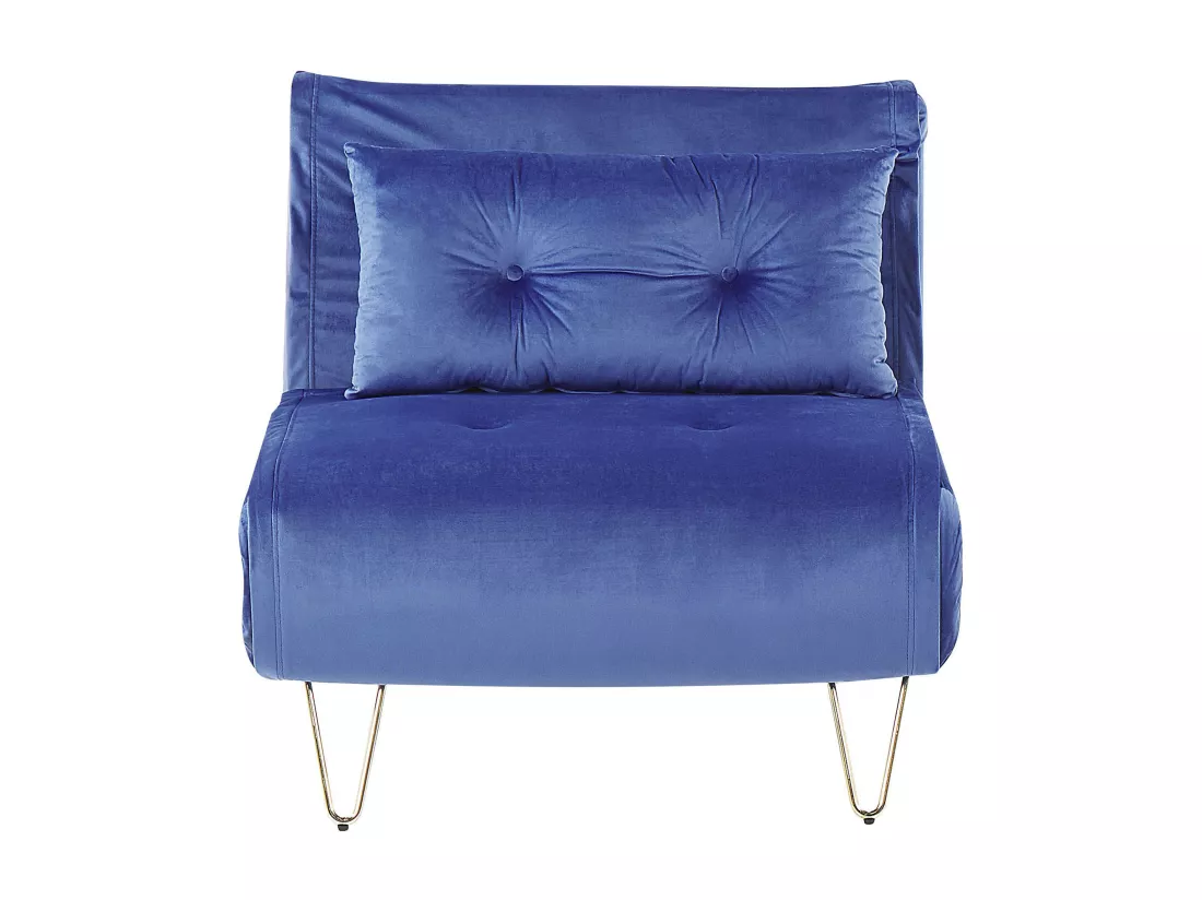 Banquette convertible 1 place en velours bleu marine VESTFOLD