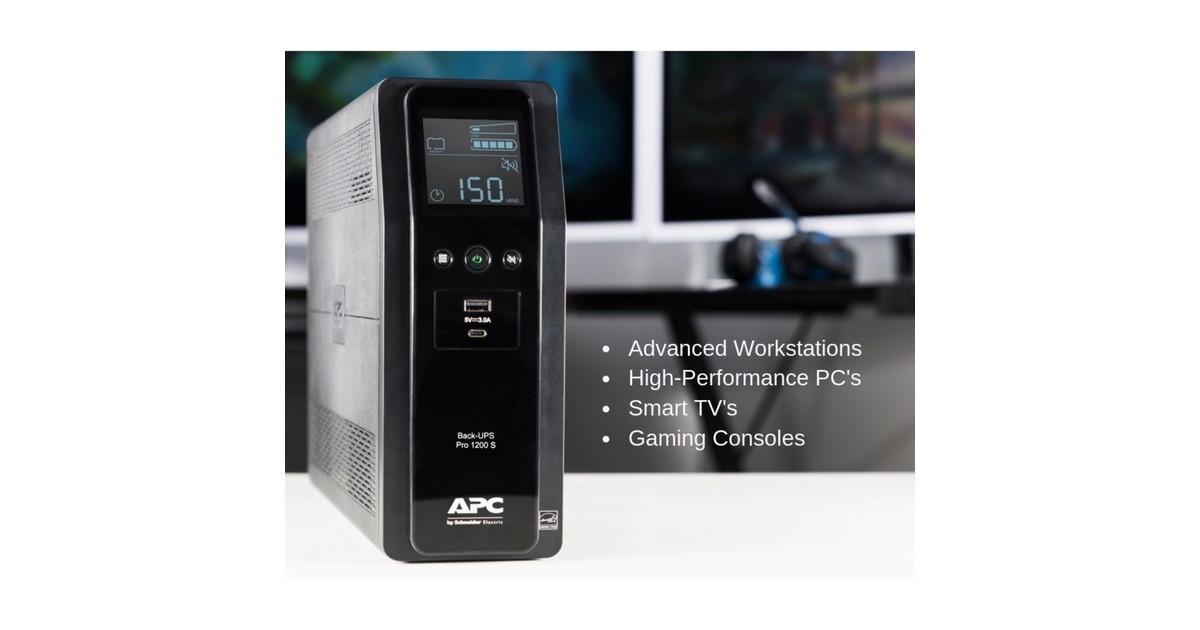 APCBack-UPS PRO BR1200SI - Noodstroomvoeding ups  (Zwart, 8x C13 uitgang, 2x USB lader (type A & C), 1200VA, USB dataport)