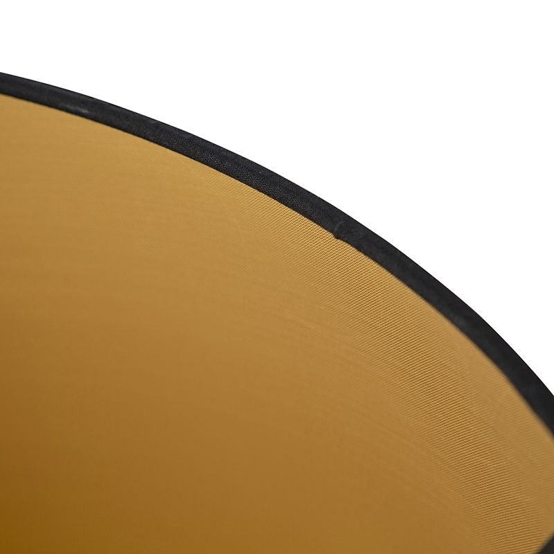 Katoenen lampenkap zwart 40/45/25 met gouden binnenkant