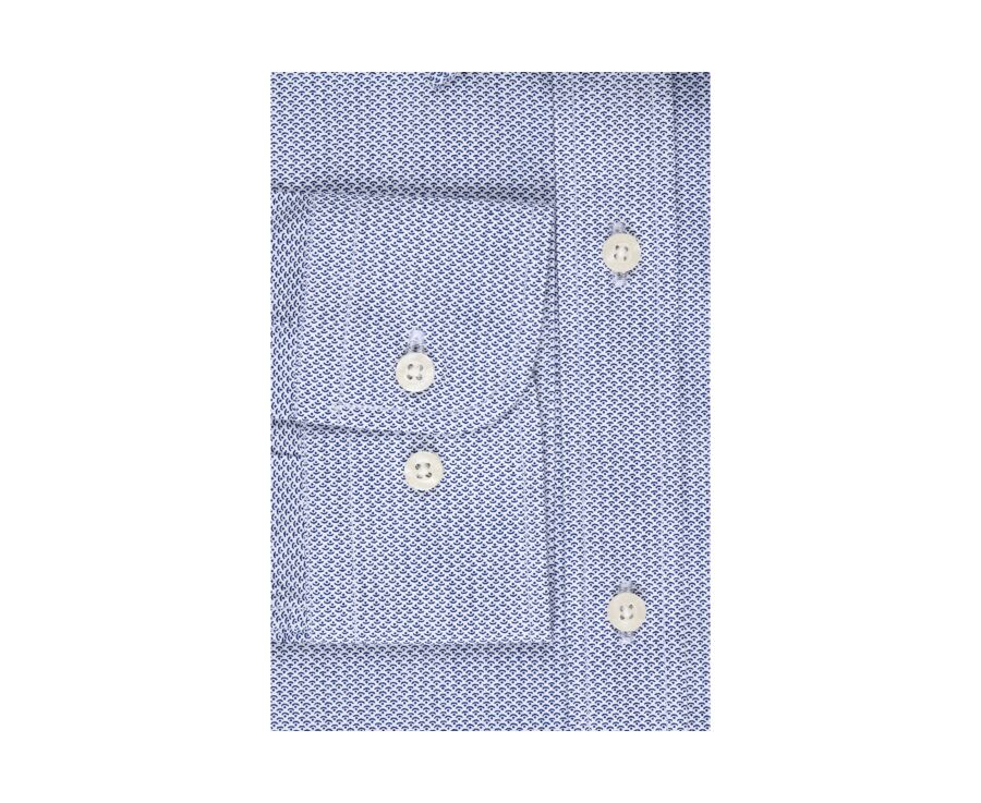 Chemise blanche imprimée motifs bleu navy - Col français - OSCAR