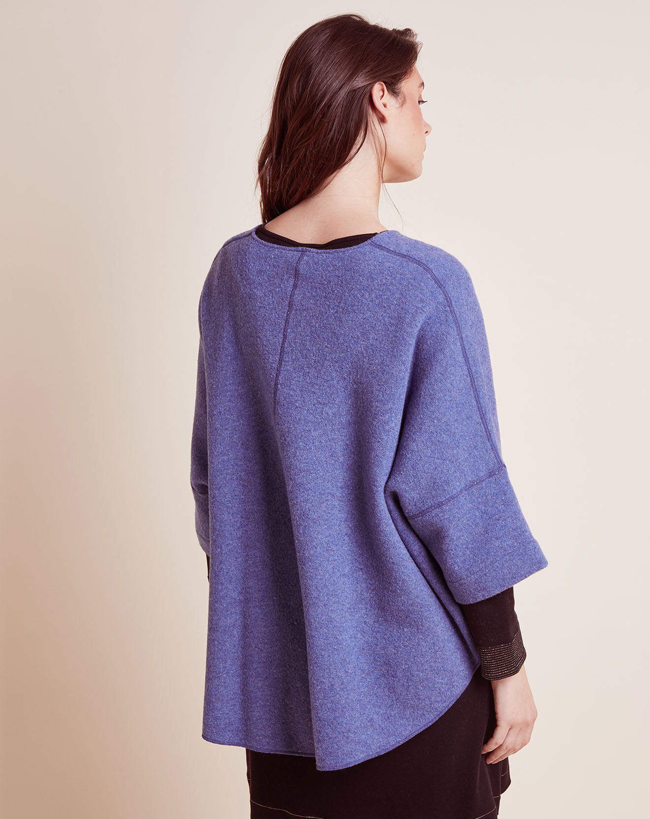 Le Chat Poncho en Laine mélangée Etoffe bleu chiné/gris