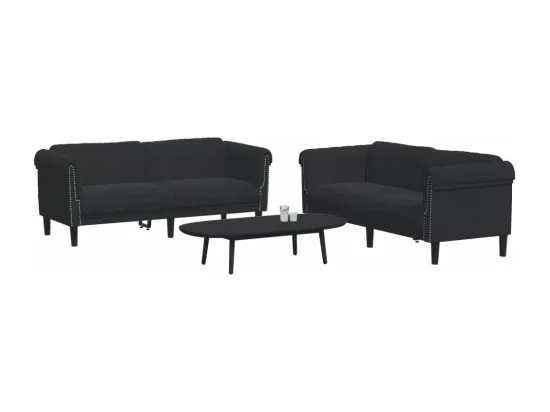 Ensemble de canapés 2 pièces noir velours