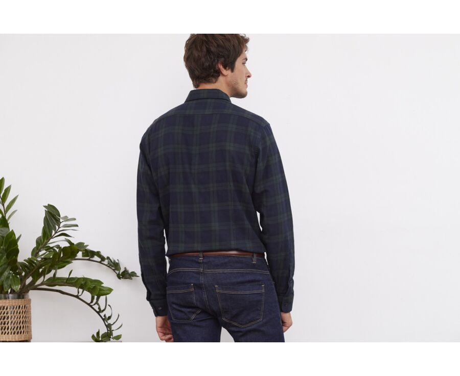 Chemise flanelle Navy à carreaux Verts Foncés homme - CÉCILIEN