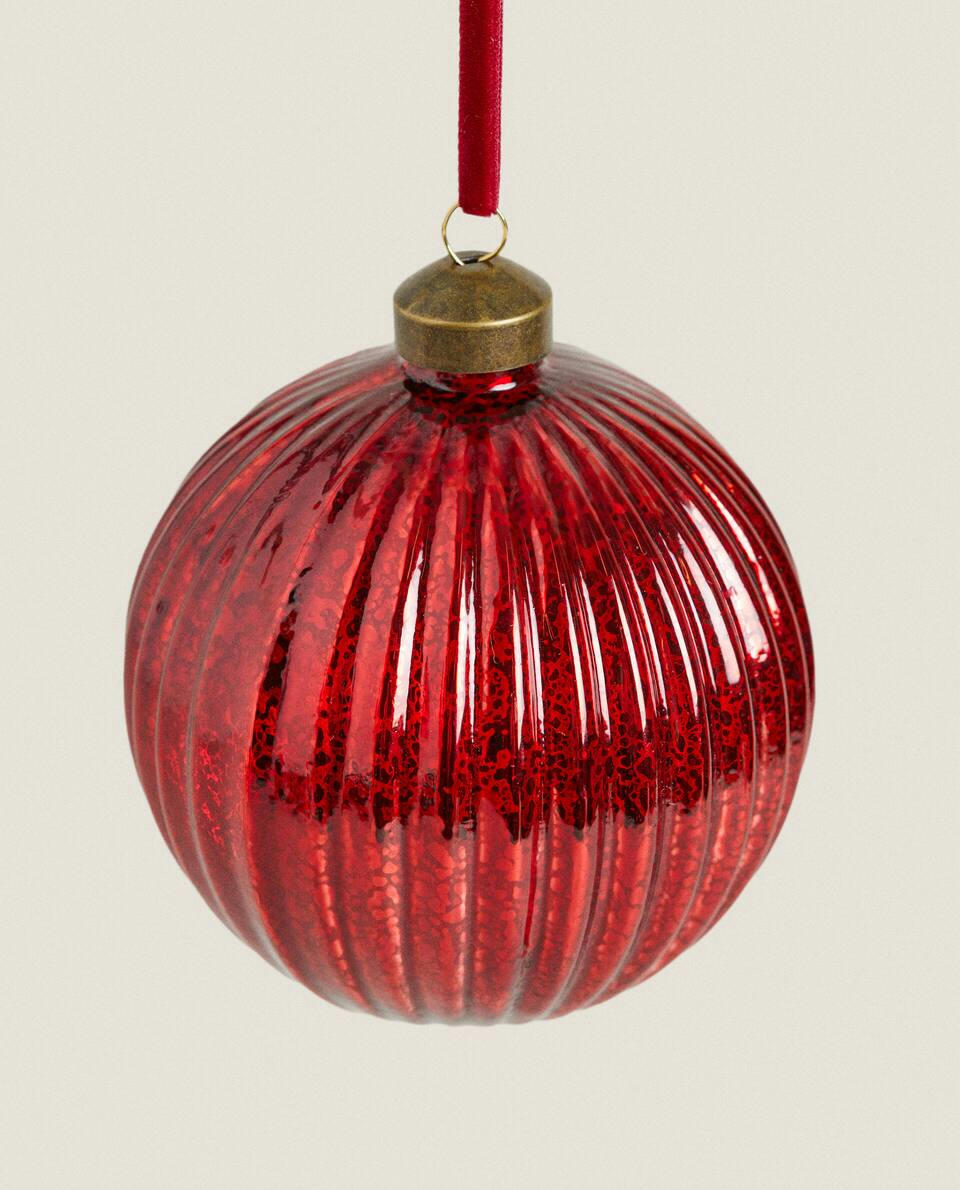 Enfeite de Natal de vidro com listras
