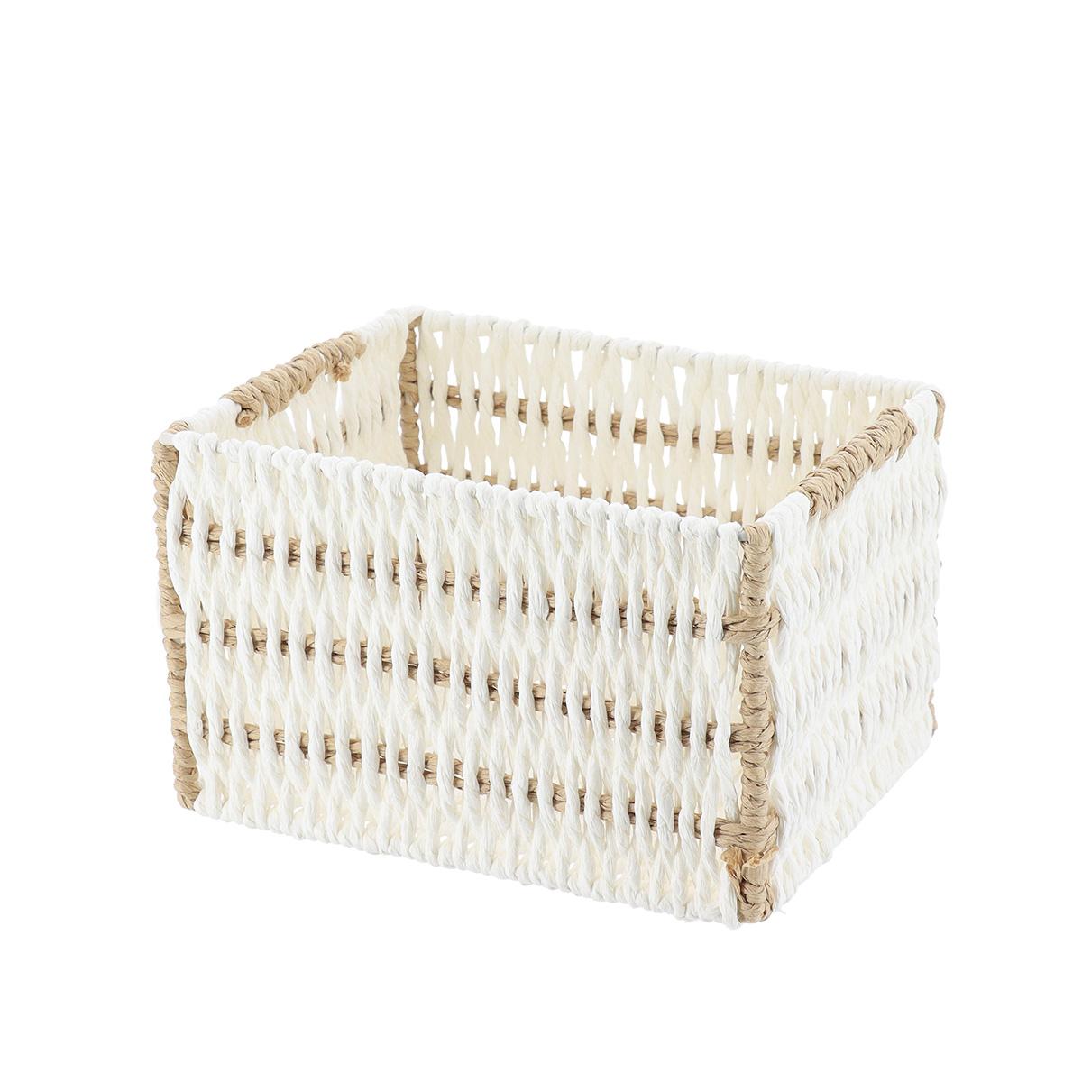 PANIER PAPIER BICOLORE 19X15X12CM BLANC NATUREL