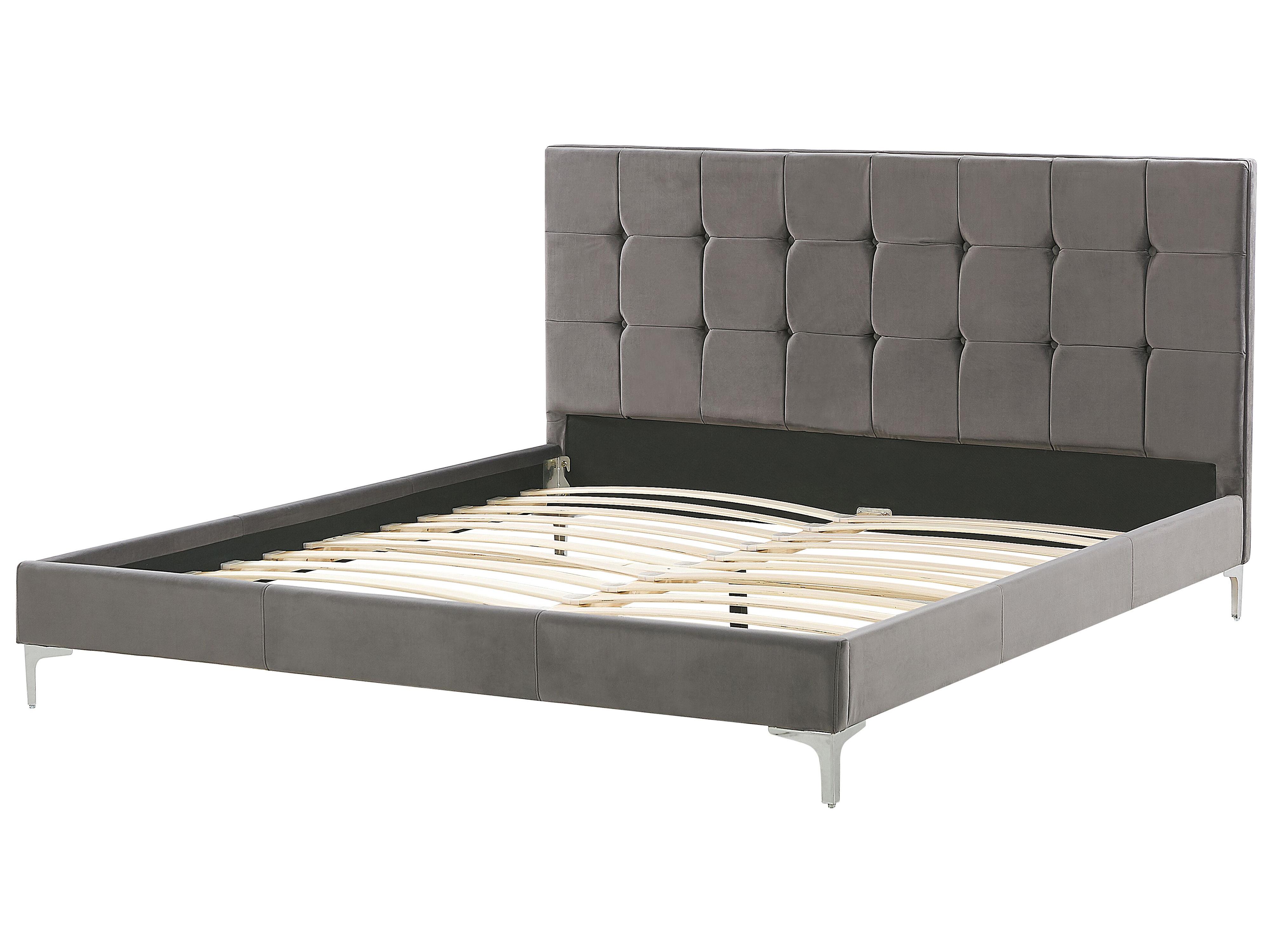 Bed Fluweel AMBERT 180 x 200 cm Grijs