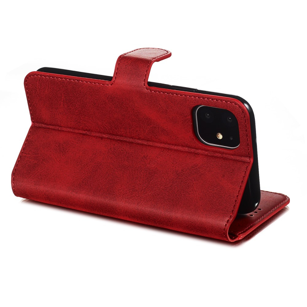 iPhone 11 Leder Tasche Karten Etui - Rot