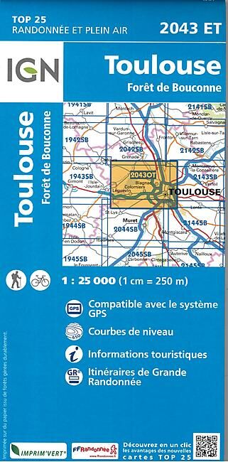 IGN - TOP 25 2043ET TOULOUSE 1 25 000