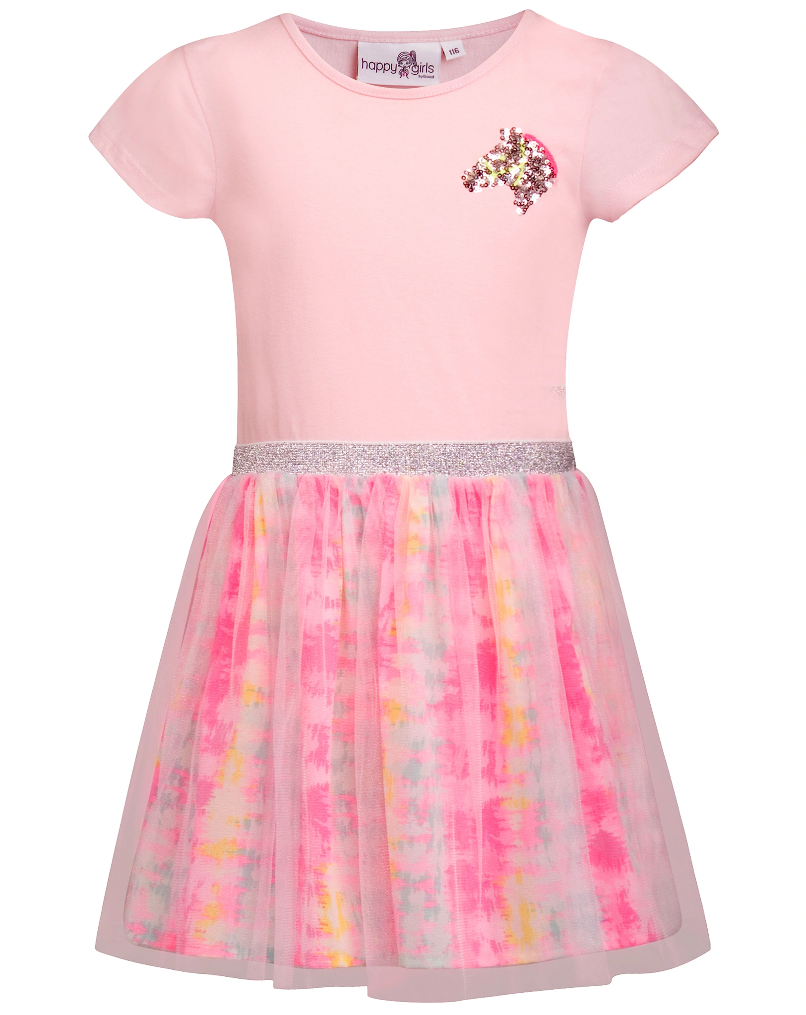 Kurzarmkleid PONY mit Pailletten in rose