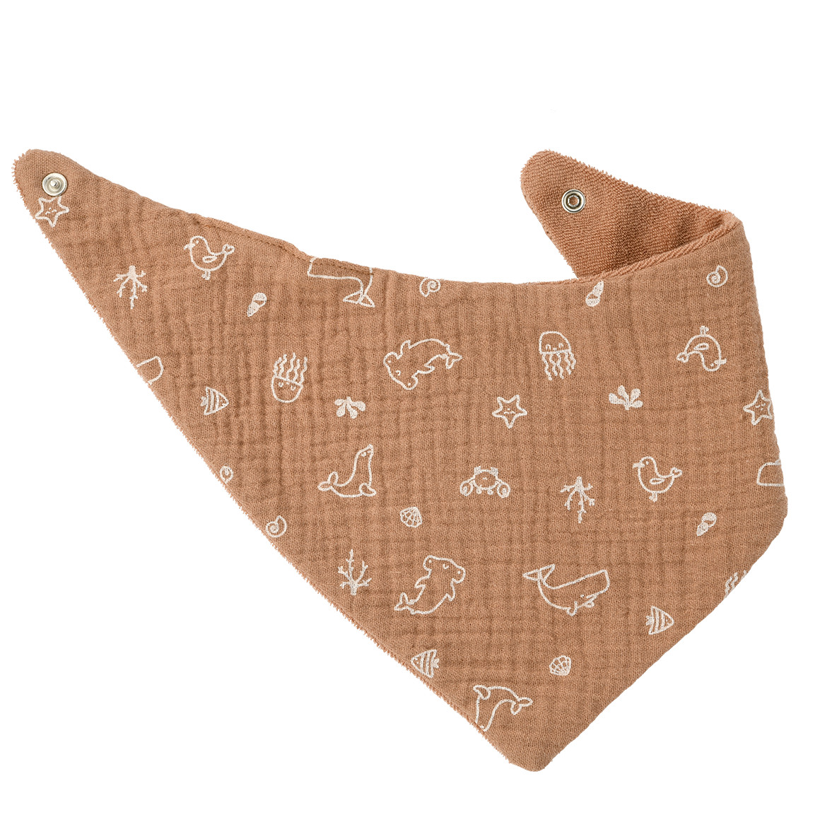 Topomini Baby Musselin-Bandana mit Frottee-Innenseite hellbraun