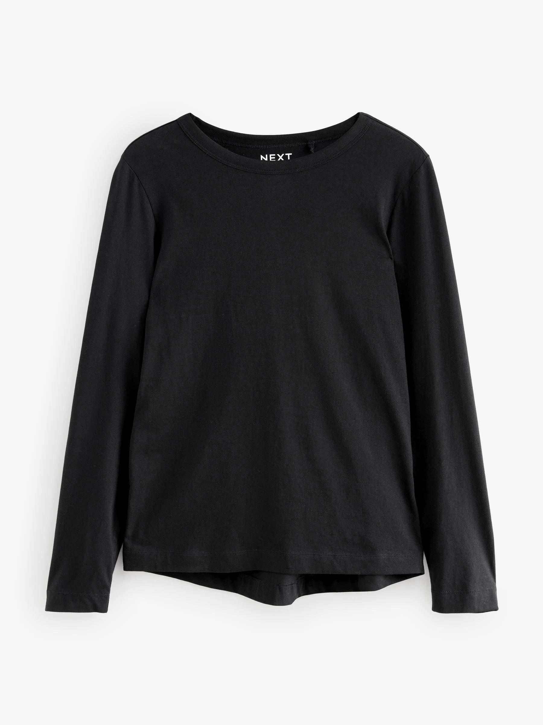 Zwart - 100% katoenen T-shirt met lange mouwen
